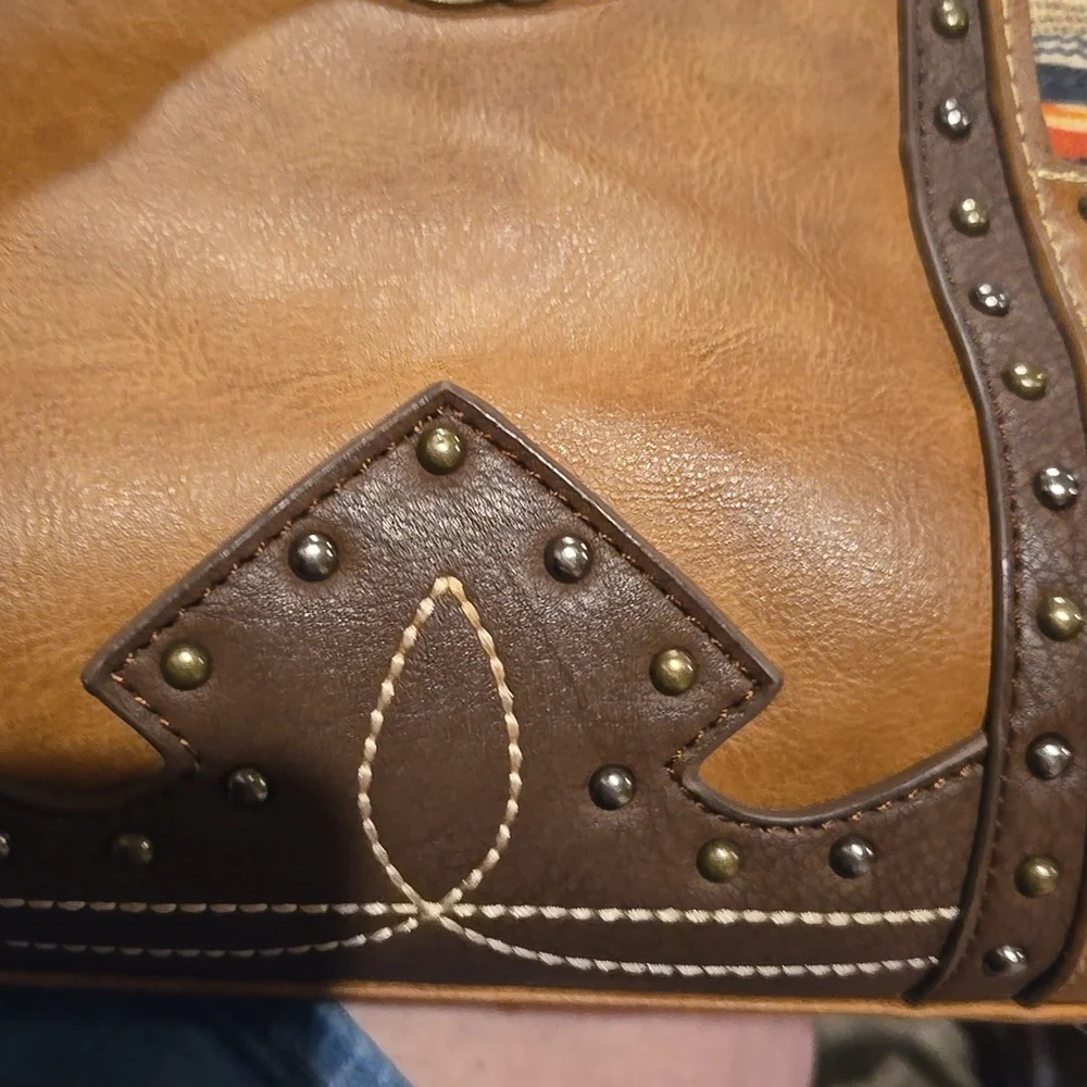 Brown Patterned Women's Bag, Justin, EUC, Leather